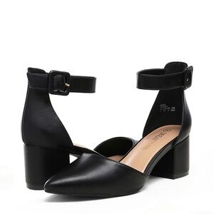 Annee Pointed Toe Low Chunky Heels Pump Shoes